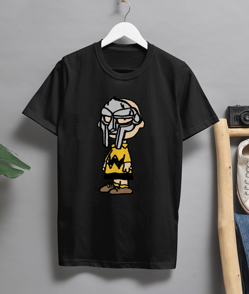 MF DOOM Mask Charlie Brown T-Shirt – Hip Hop Mashup Graphic Tee for Men & Women