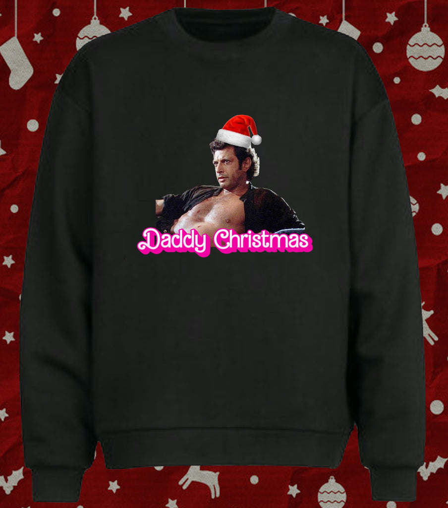 Jeff Goldblum Daddy Christmas Jumper Fun Holiday Sweater with Santa Hat Design
