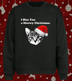 Hiss You A Merry Christmas Funny Cheeky Tabby Cat Christmas Jumper Holiday Sweater for Cat Lovers