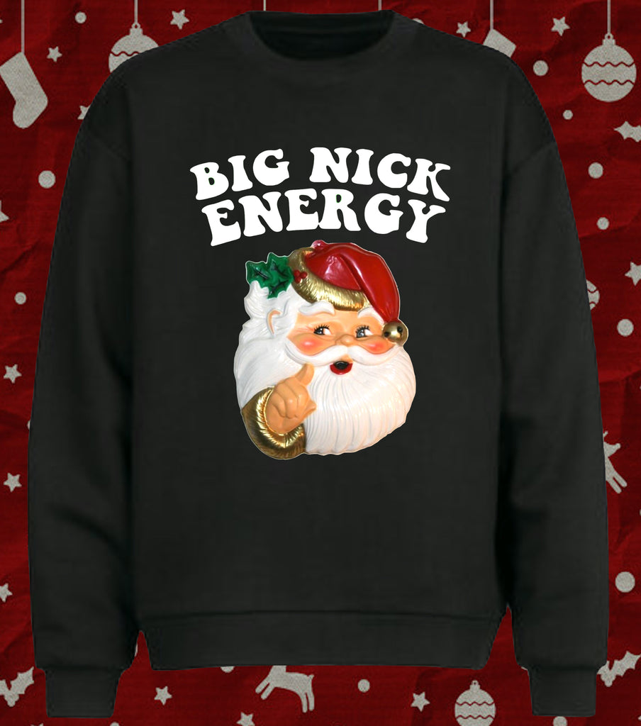 Funny Vintage Santa Claus Face Big Nick Energy Christmas Jumper Sweater
