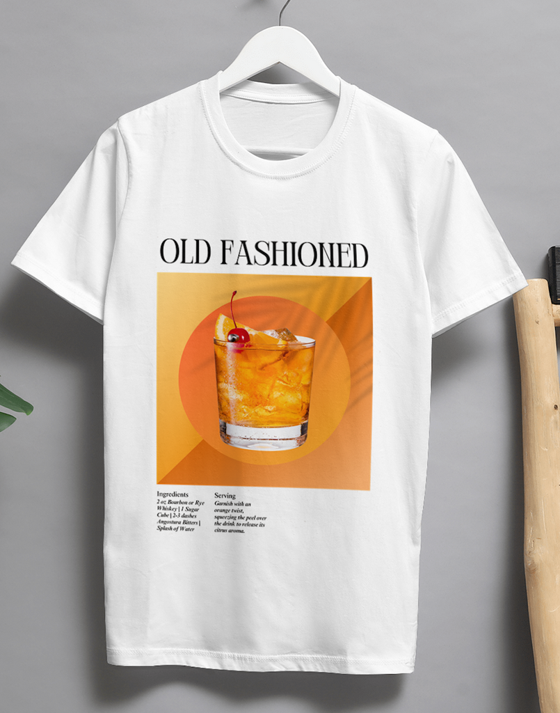 Old Fashioned Whiskey Recipe T-Shirt – Cocktail Graphic Tee for Bartenders, Mixologists & Whiskey Lovers