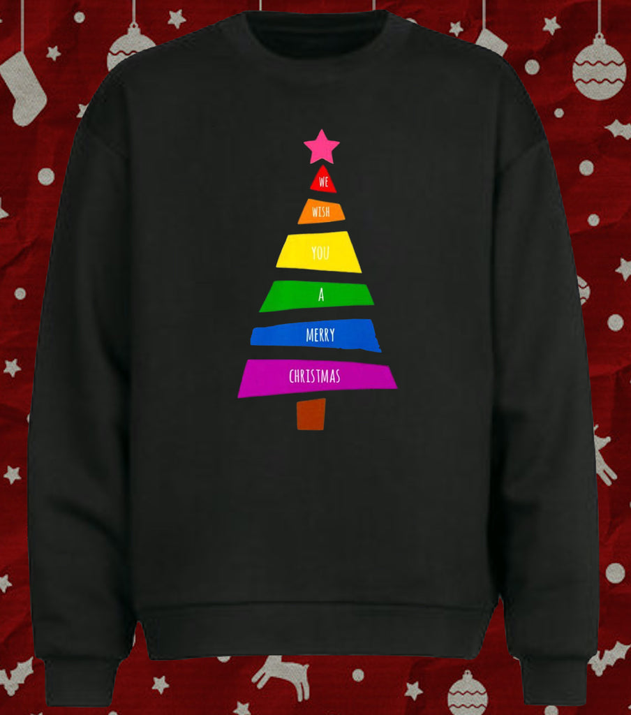 Rainbow Christmas Tree Gay Pride LGBT Gay Rights Equality Xmas Sweater Jumper