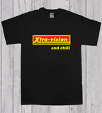 Xtravision and Chill Funny Irish Retro 1990s Slogan T-Shirt