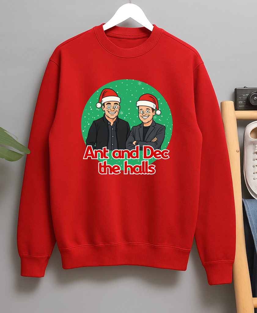 Ant and Dec The Halls Geordie Funny Unisex Christmas Crew Neck Sweater Jumper