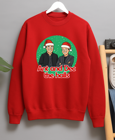Ant and Dec The Halls Geordie Funny Unisex Christmas Crew Neck Sweater Jumper