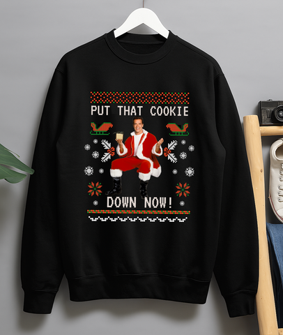 Arnie Jingle All the Way Movie Put the Cookie Down Funny Christmas Crew Neck Sweater Jumper