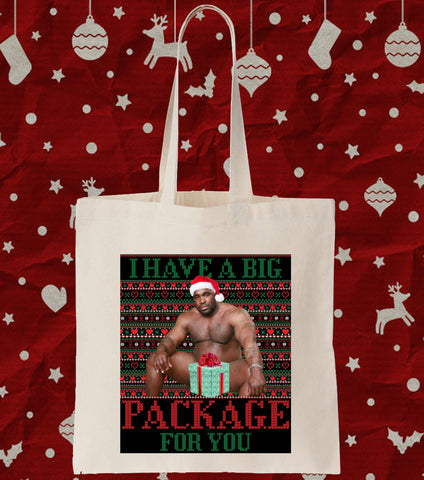 I Have a Big Package for You Barry Wood on a Bed Meme Unisex Christmas Tote Gift Bag