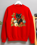 Cute Black Kitten Vintage 80s Style Unisex Christmas Crew Neck Sweater Jumper