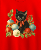 Cute Black Kitten Vintage 80s Style Unisex Christmas Crew Neck Sweater Jumper