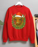 Highland Cow Lover Vintage 80s Style Unisex Christmas Crew Neck Sweater