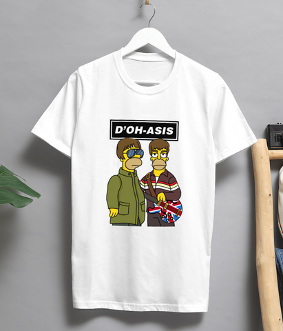 Liam and Noel Gallagher Simpsons Style T-Shirt – Oasis Cartoon Band Tee for Britpop Fans