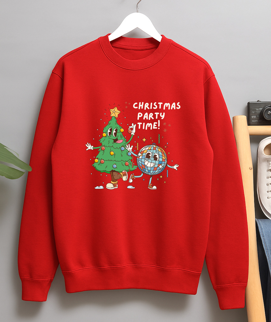 Christmas Party Season Funny Cute Christmas Glitterball Unisex Crew Neck Sweater Jumper