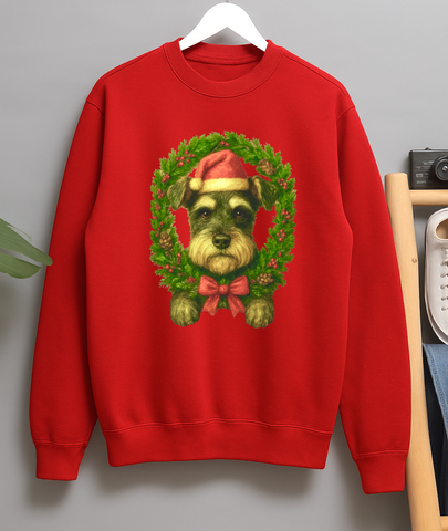 Cute Schnauzer Dog Lover Vintage 80s Style Unisex Christmas Crew Neck Sweater Jumper