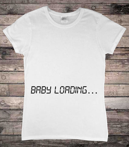 Baby Loading Pregnant, Maternity Gamer Ladies T-Shirt