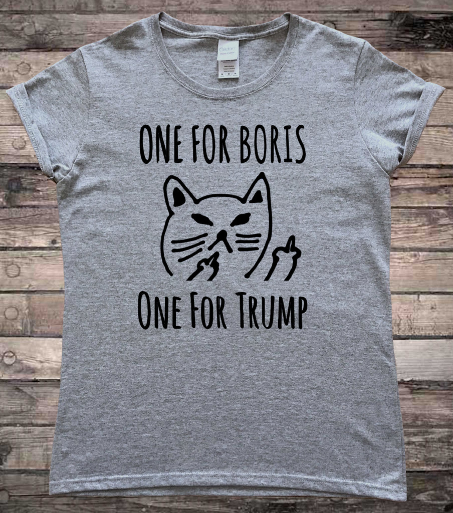 Up Yours Boris Johnson and Donald Trump Protest Cat Lady T-Shirt