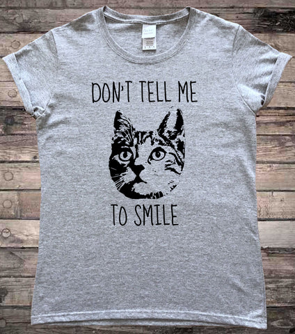 Don't Tell Me To Smile Feminist Cat Resting Bitch Face T-Shirt