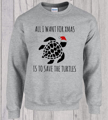 Christmas Save The Turtles VSCO Girl Sweater Jumper